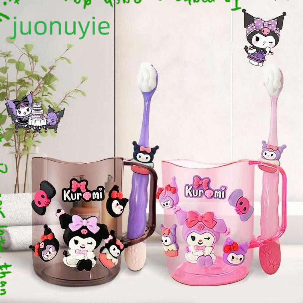 Juonuyie ชุดถ้วยน้ํายาบ้วนปาก, ถ้วยพลาสติก Sanrio 270 มล., Melody Kuromi พร้อมถ้วยแปรงสีฟันอุปกรณ์ห้องน้ํา