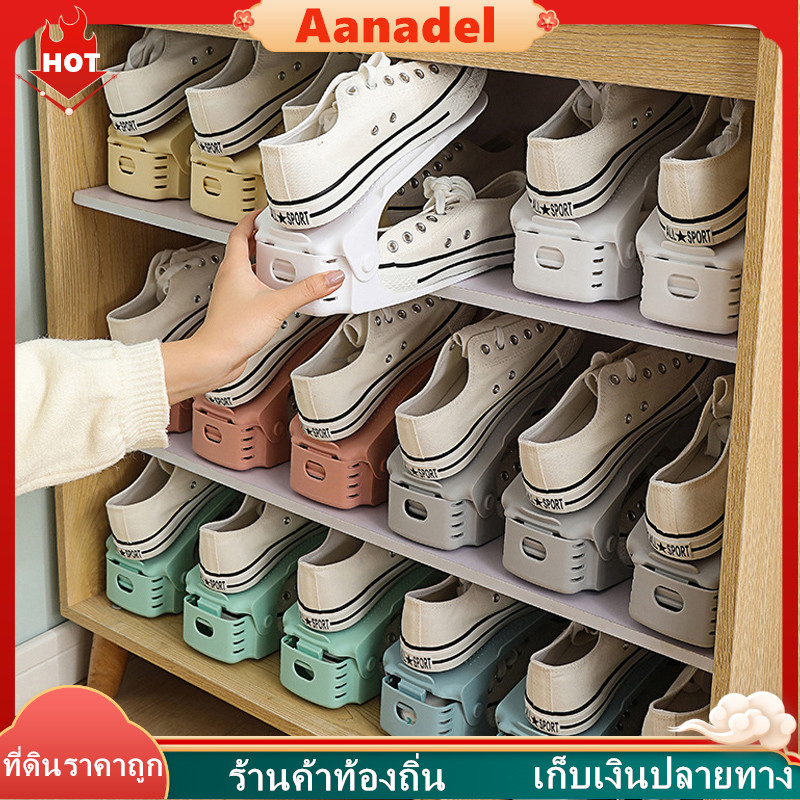 🔵AA🔵 ชั้นวางรองเท้า 2 ชั้น ที่เก็บรองเท้า อุปกรณ์เก็บรองเท้า ประหยัดพื้นที่ Shoe Receptacle ชั้นวางรองเท้า พับเก็บได้ - รูปที่ 4