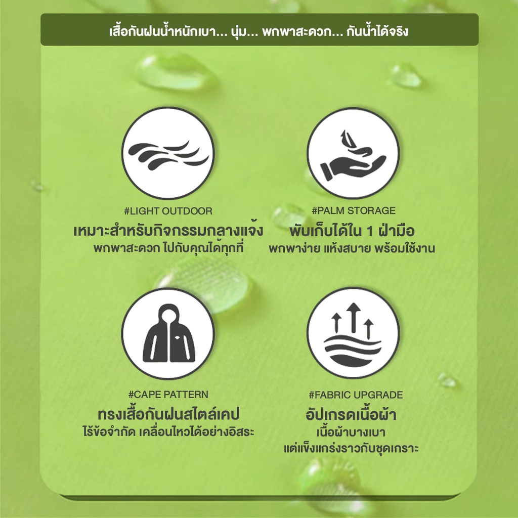 ชุดกันฝนมอเตอร์ไซค์ มีฮู้ด ปกคอสูงสองชั้น ทรงกว้าง เสื้อเดี่ยว thumbnail 10