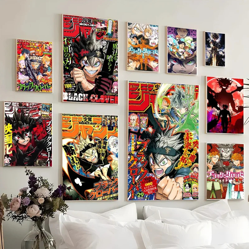 1PC Japanese Anime Black Clove Poster Movie Sticky Posters Retro Kraft Paper Sticker Room Bar Cafe A