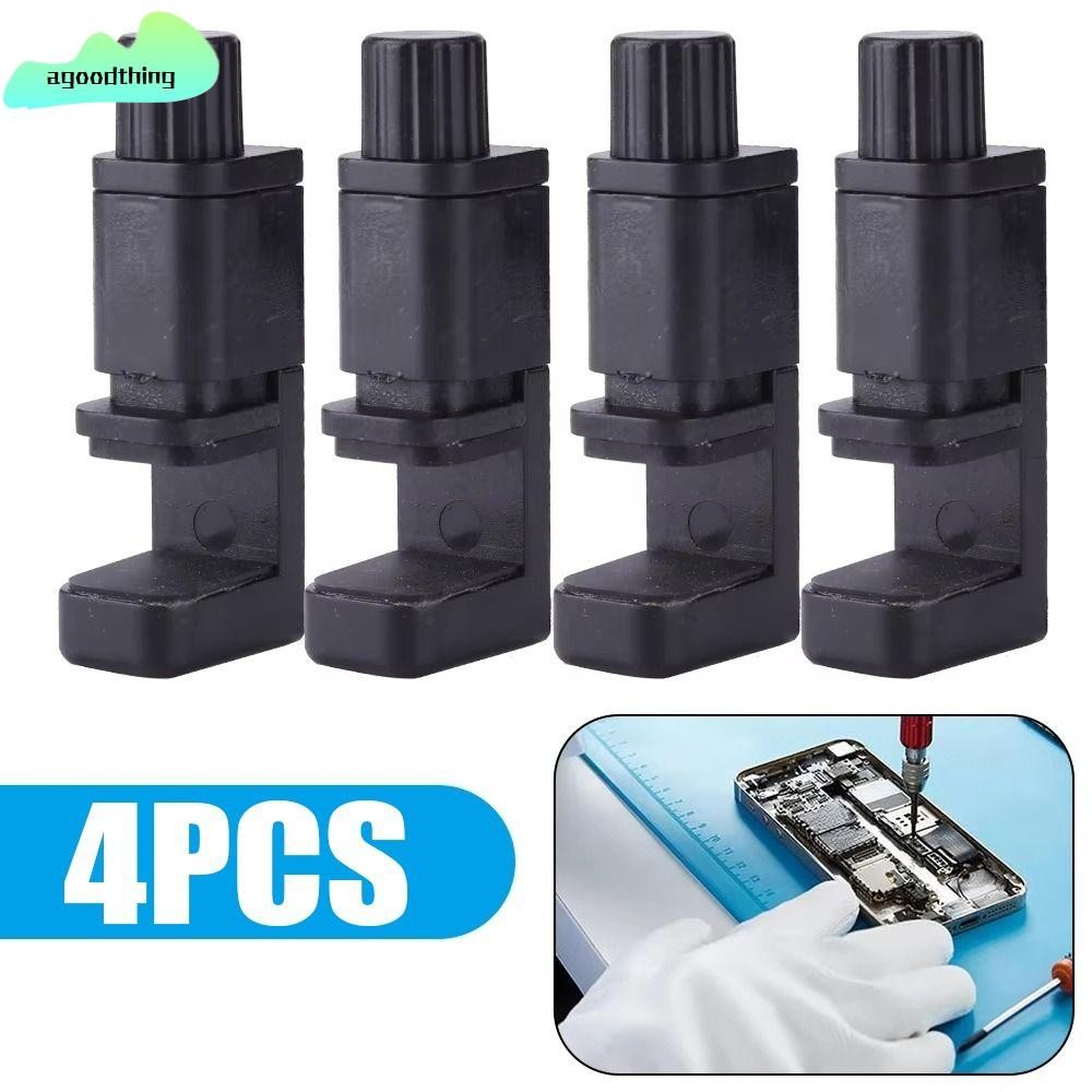 AGOODTHING 4 ชิ้นโทรศัพท์ Fixture Clamp, Universal Display Screen โทรศัพท์มือถือผู้ถือคงที่,ทนทานสีดําซ่อมเครื่องมือปรับ Fastening คลิปสําหรับสมาร์ทโฟนแท็บเล็ต