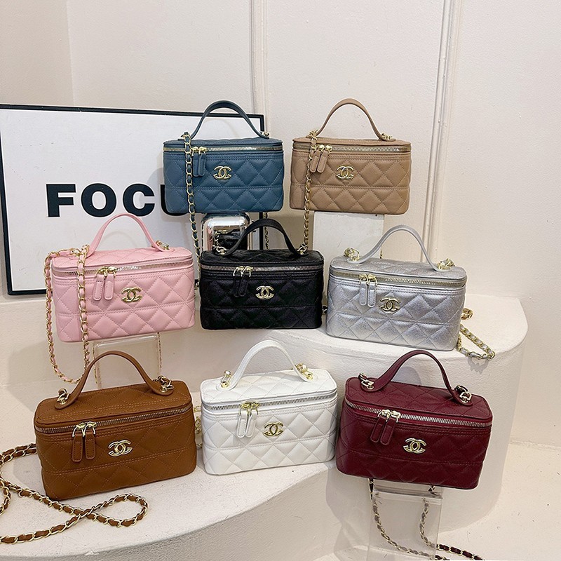 Retro Diamond Chain Box Bag แฟชั่น All-Match กระเป๋าสะพายแบบพกพายุโรปอเมริกัน All-Match กระเป๋าสะพาย Messenger