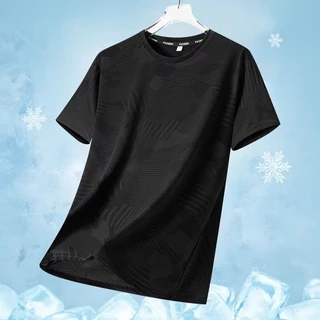 MEFEEE เสื้อยืดผู้ชาย ผ้าไหมน้ำแข็ง ทรงหลวมพอดีตัว สวมใส่สบาย มีซองแขนสั้น และเหมาะสำหรับกิจกรรมกลางแจ้งในฤดูร้อน