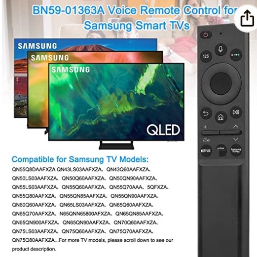 เสียงบลูทูธรีโมทคอนโทรลสําหรับ Samsung BN59-01363A QN43LS03AAFXZA QN43Q60AAFXZA QN50LS03AAFXZA QN55L