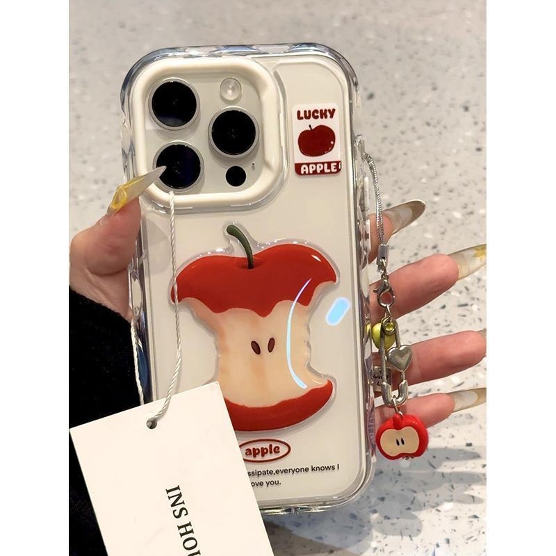 ขายร้อน เคส 3D แอปเปิ้ลและลูกแพร์ สำหรับ iPhone 16/15/14/13/12/11 Pro Max Plus พร้อมสายโซ่