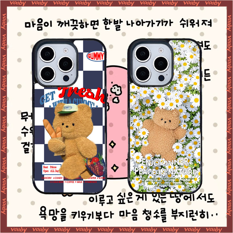 การ์ตูนขนมปังดอกไม้หมีผิวรู้สึกเคสโทรศัพท์เหมาะสําหรับIPhone16 16Pro 16ProMax 16E 16Plus 15 15Pro 15