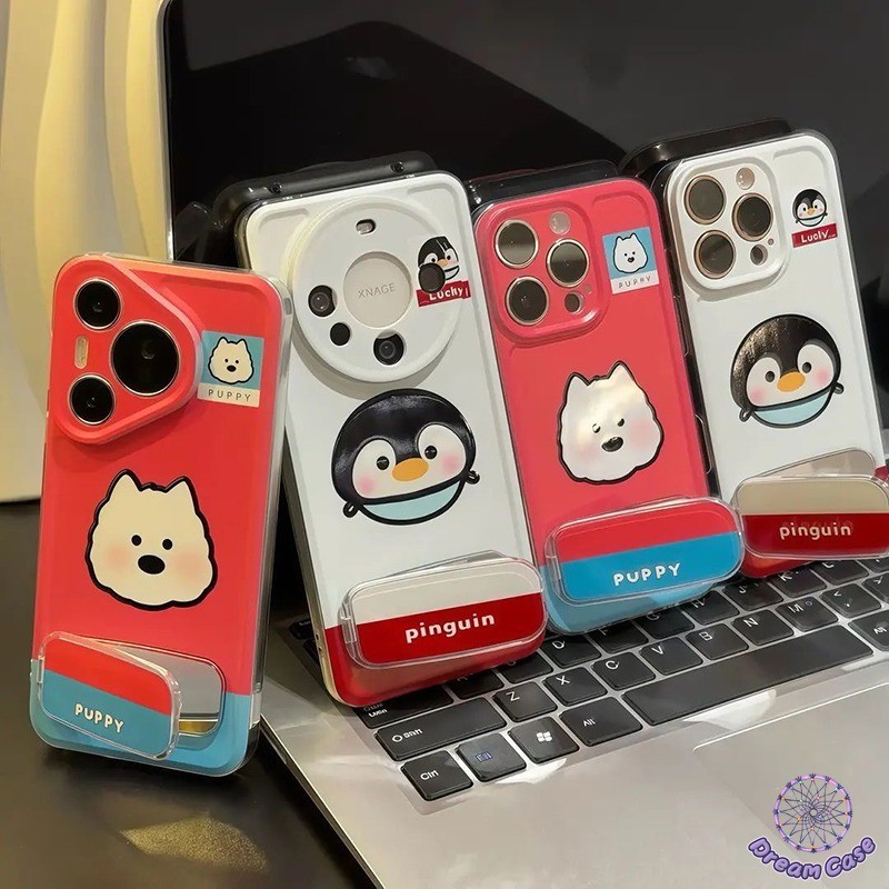 ตัวยึดกระจกลูกสุนัขเพนกวินน่ารัก เคส Redmi 9A 9C 9T 9 9C NFC 10A 10C 10 Note 13 10 11 11s 10s 8 9 Pro Plus POCO X5 M3
