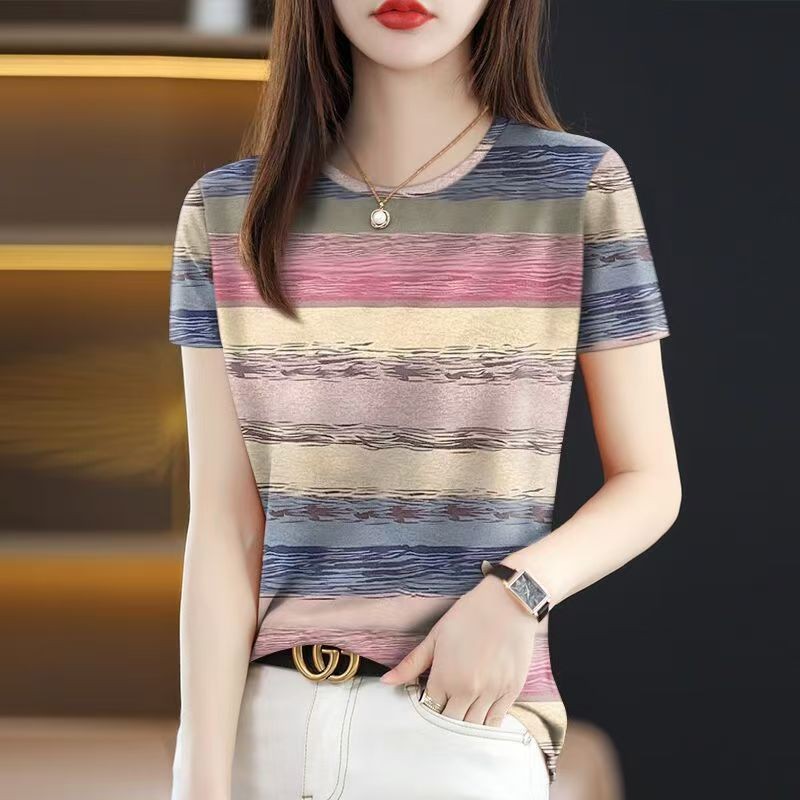 ข้อเสนอพิเศษ เสื้อยืดแขนสั้นผู้หญิงใหม่ฤดูร้อน ขนาดใหญ่ รูปที่ 3