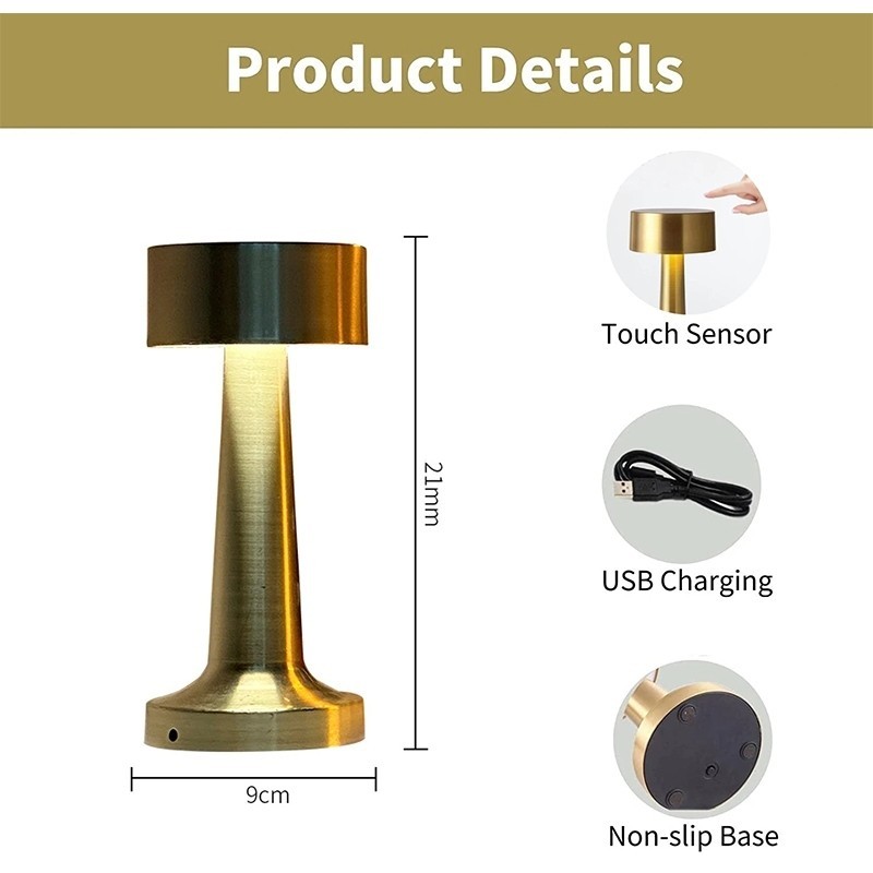 BLIVO โคมไฟร้านอาหาร โคมไฟตั้งโต๊ะ LED มินิมอล ตกแต่งห้อง โต๊ะอาหาร แบบชาร์ หรี่ 3 ระดับ - รูปที่ 4