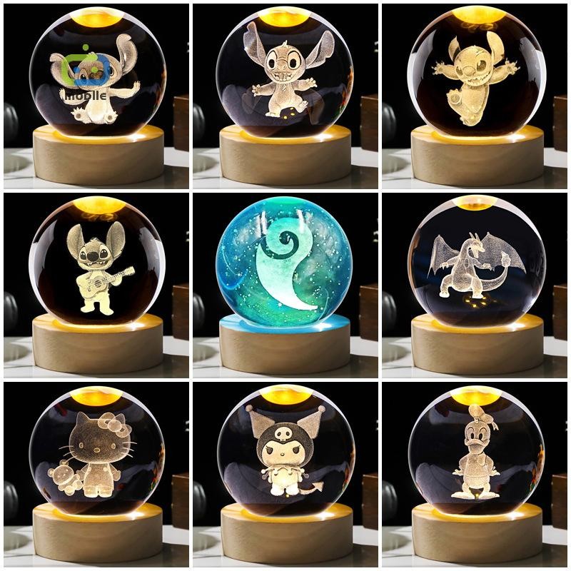 [maygood] 1 ชุดของขวัญวันเกิดเด็ก 6 ซม. 3D คริสตัลตกแต่ง Night Light Action Figure คริสตัล {TH}