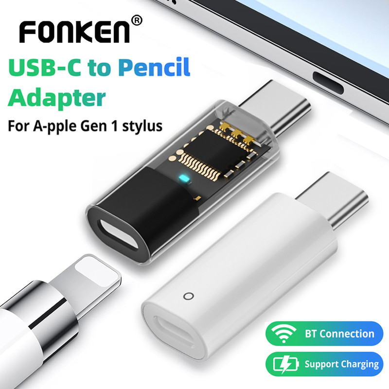 อะแดปเตอร์สไตลัส Fonken USB C สําหรับ Apple Pencil รุ่นที่ 1 รองรับการจับคู่บลูทูธ iPad 10th 11th Gen