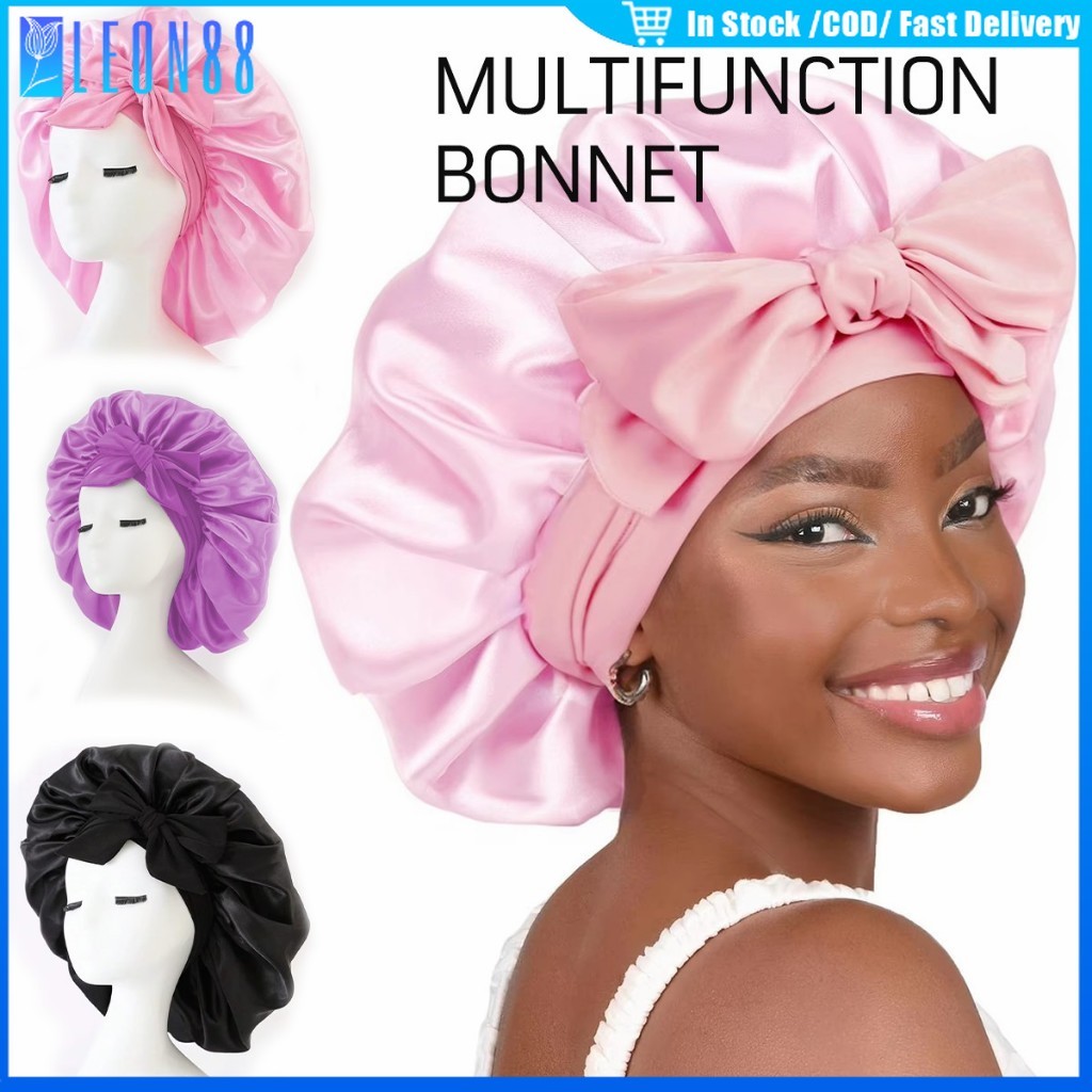 ของมาใหม่！หมวกนอนผ้าซาติน หมวกคลุมนอนหลับ อาบน้ำ หลายสีให้เลือก สำหรับชายและหญิง