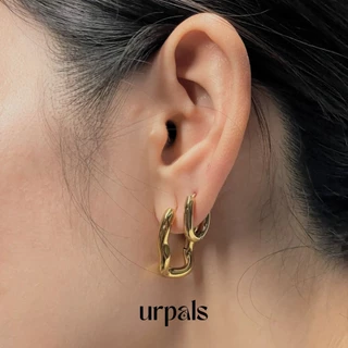 URPALS ต่างหูห่วง Stainless ชุบทอง 18K เกรด Premium มินิมอล ทนน้ำ ทนเหงื่อได้ดี