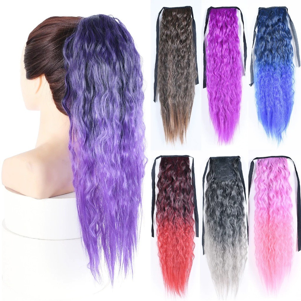 หางม้าลอนมาม่า  รัดเกล้าผมสั้น แฮร์พีซแบบมัด สีผมจริง และสีทูโทน ไหมเกรดพรีเมี่ยม HAIRP-H