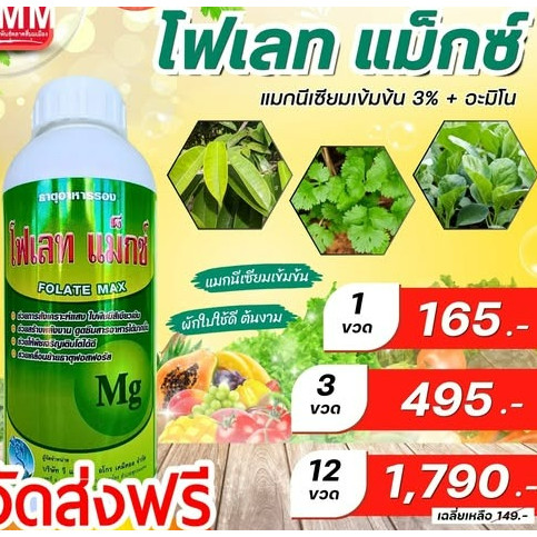 #โฟเลทแม็กซ์ แมกนีเซียม ( MgO ) สูตรเข้มข้นในรูปคีเลท ( EDTA ) ทำให้พืชใบเขียวเข้ม เร่งเขียว #โฟเลทแม็กซ์
