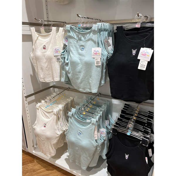 cintage jarin_official ชุดนอนเสื้อกล้ามแขนกุดพิมพ์ลายการ์ตูนมีแผ่นรองหน้าอกชุดใส่ในบ้านแบบสั้นเข้ารู