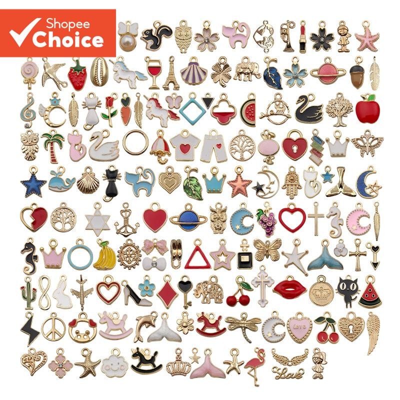 20\30\50 ชิ้นสุ่มเคลือบ Charms เครื่องประดับทําจี้ชุบทอง DIY สร้อยข้อมือสร้อยคอต่างหู