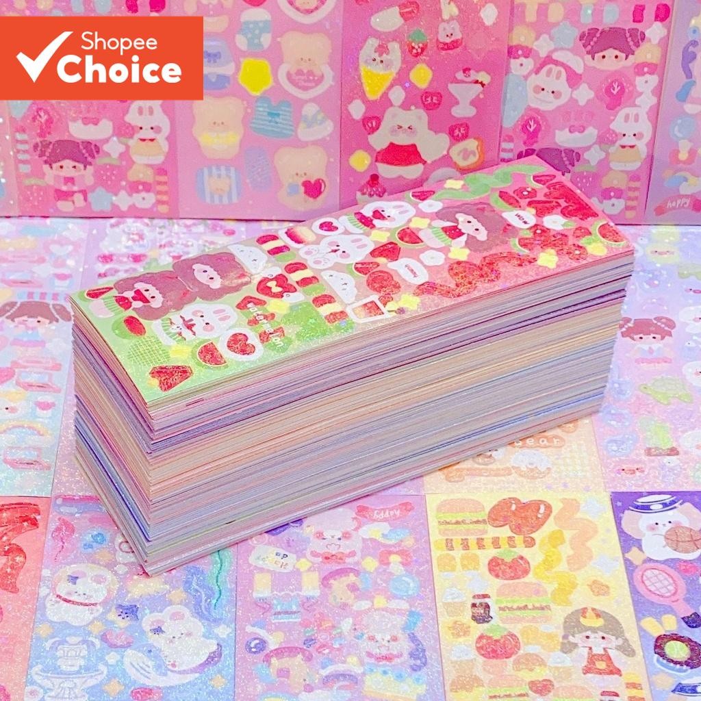 ชุดสติ๊กเกอร์เลเซอร์ น่ารัก 100/200 ชิ้น, การตกแต่ง ทําเอง การ์ตูนที่ไม่จําเป็นสําหรับเด็กเครื่องเขียน