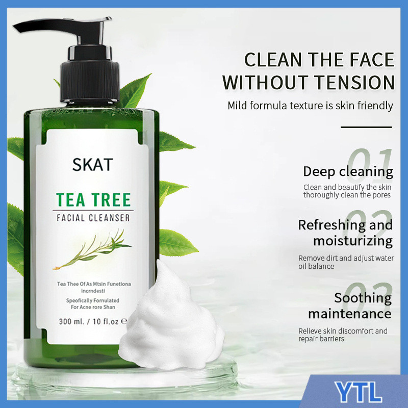 เจลล้างหน้าทีทรี โฟมล้างหน้า  สูตรอ่อนโยน สำหรับคนเป็นสิว และผิวแพ้ง่าย SKAT Tea Tree Facial Cleansers 300ml