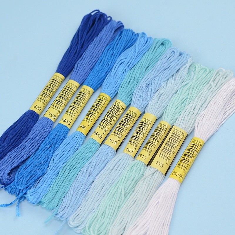 5 Skeins DMC Blue Cross Stitch Threads - สี 162, 775, 3843, 820, 798, 519, 996 - ด้ายเปลี่ยนเย็บปักถักร้อยสําหรับ Insoles & Crafts