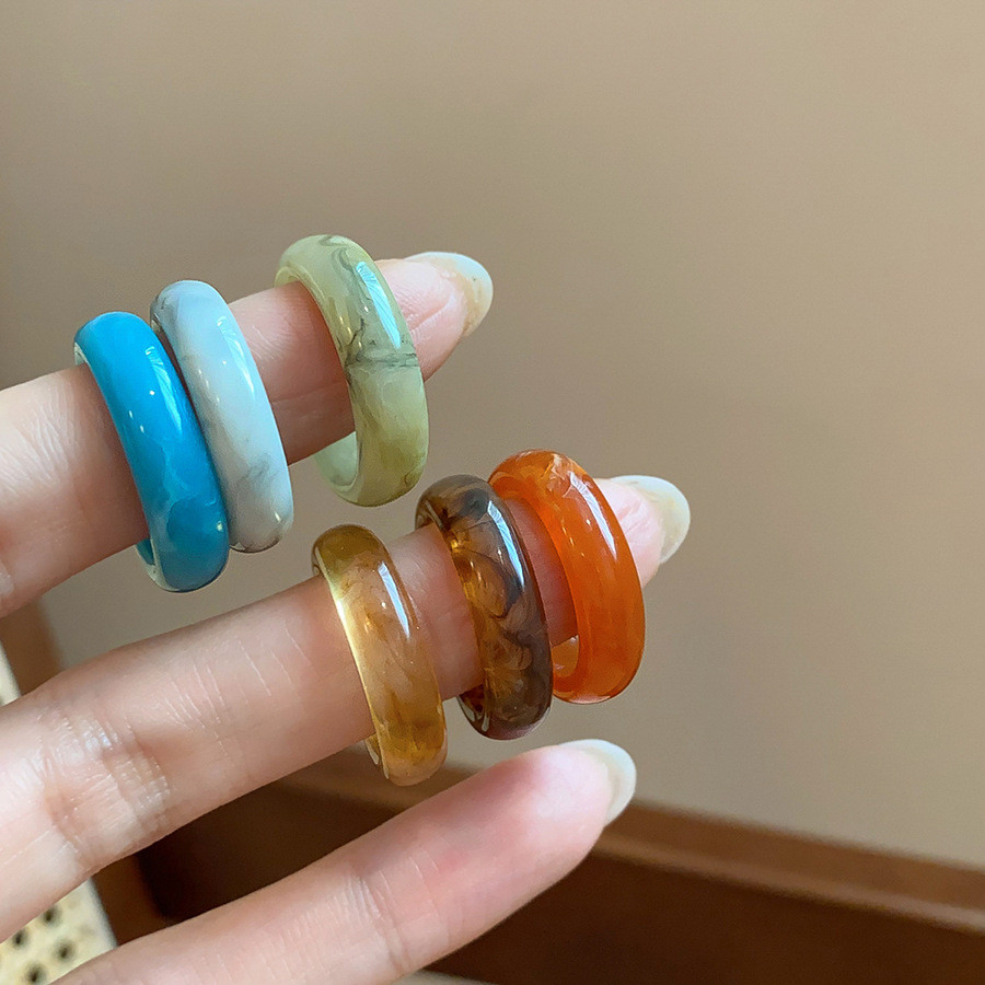 [Jewbeauty]แหวนทรงกลมเรซินสไตล์ย้อนยุค อารมณ์แฟชั่น งานหรูหรา เครื่องประดับมือระดับไฮเอนด์