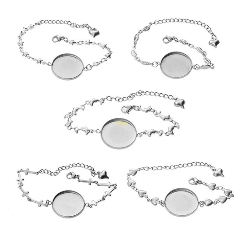 Flgo สร้อยข้อมือการตั้งค่า Bezel สําหรับเครื่องประดับทํา 20 มม. สีเหล็กฐาน Bezel