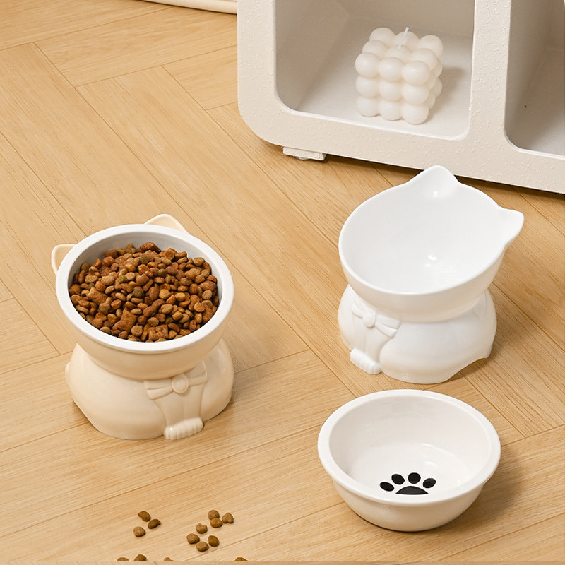 ชามอาหารแมวเซรามิก ชามน้ำแมว 2-in-1 ชามอาหารแมว แบบเอียง สําหรับสัตว์เลี้ยง - รูปที่ 4