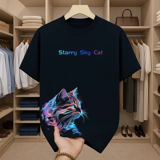 เสื้อผู้ชาย สกรีนลายแมวเท่ๆ เสื้อยืดคอกลม สตรีทแฟชั่น oversize คนอ้วน เสื้อเทสดี tshirt men ใส่สบาย