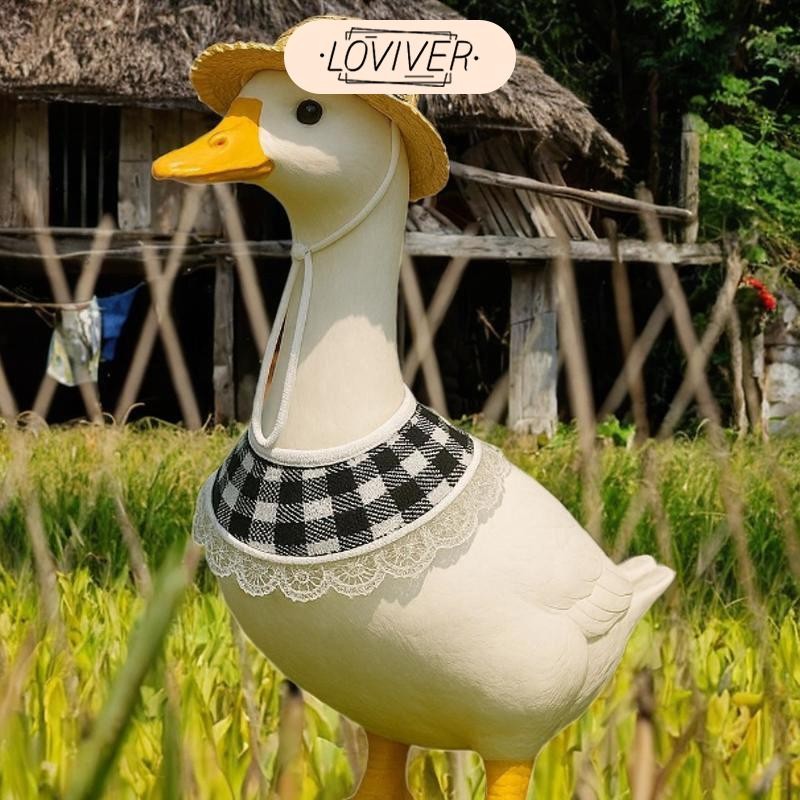 LOVIVER ชุดห่านเหมาะกับ23 "17" ชม. รูปปั้นหมวกและปลอกคอน่ารักซีเมนต์ห่านเสื้อผ้าสําหรับลานหลังบ้านลานกลางแจ้งสวน