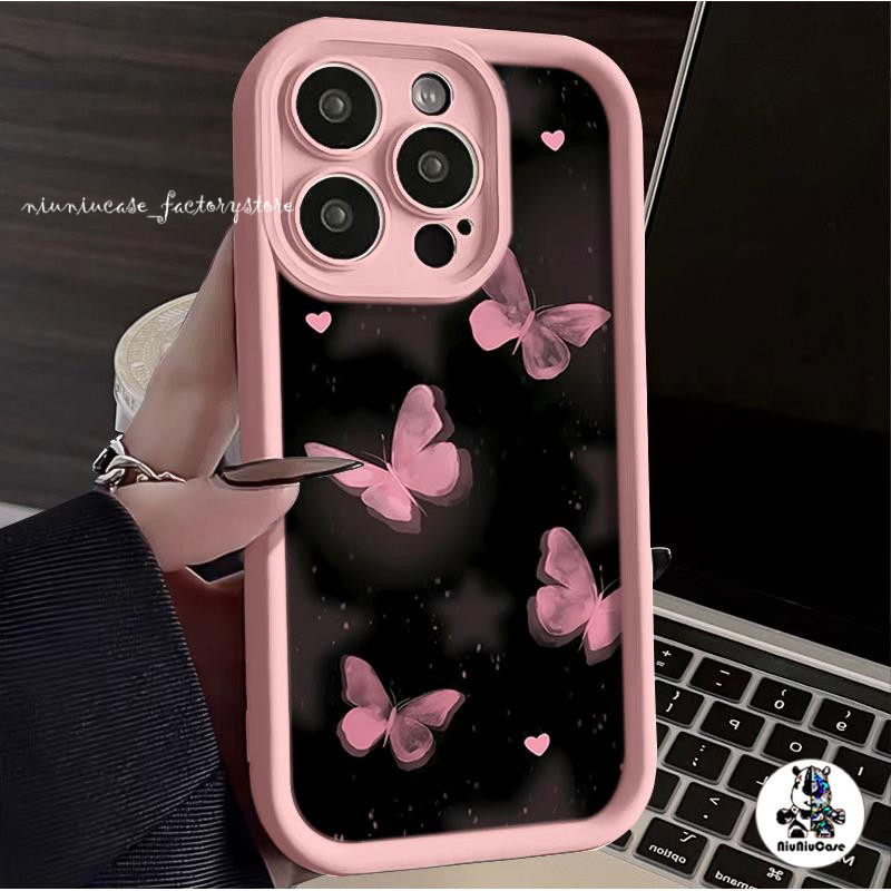 ผีเสื้อสีชมพู กรณี For Realme C25Y 5 11 C53 5i C67 C15 C51 Note C3 50 C20 C25 C55 7i 6i 8i C31 C21 C12 C35 C17 C33 Case