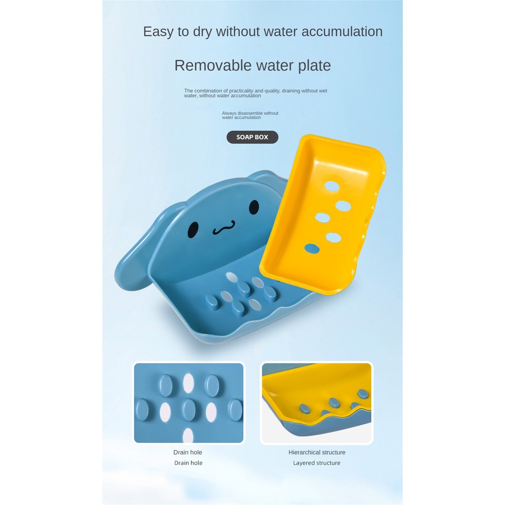 ღ ที่วางสบู่ในห้องอาบน้ำรูปสุนัขสุดน่ารัก พร้อมภาชนะสำหรับเก็บฟองน้ำ จาน ถาด อุปกรณ์ตกแต่งห้องน้ำ - รูปที่ 7