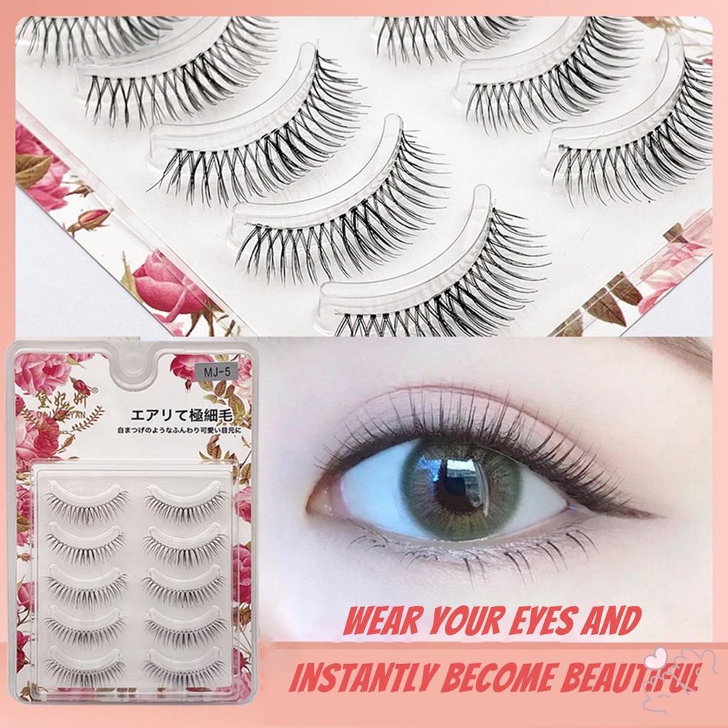 AEBBK 5 คู่ ขนตาประดิษฐ์ Soft Cross Lashes แต่งหน้า Volume Lashes สําหรับ DIY แต่งหน้าที่บ้าน – โปรปัง