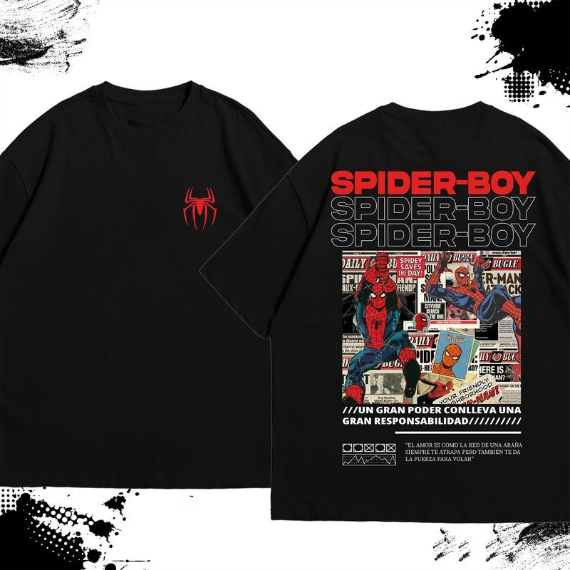 SPIDER BOY / SPIDER GIRL Fashionable casual couple printed T-shirt cotton T-shirt