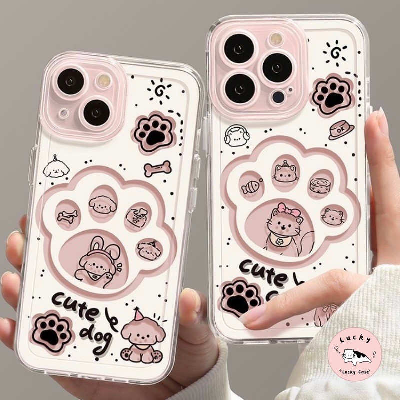 คู่ลูกแมวน่ารักอุ้งเท้าแมวแมวโปร่งใสนุ่มเคสเข้ากันได้กับ IPhone 11 16 15 13 12 14 Pro Max XS X Max XR 15 8 7 16 14 Plus