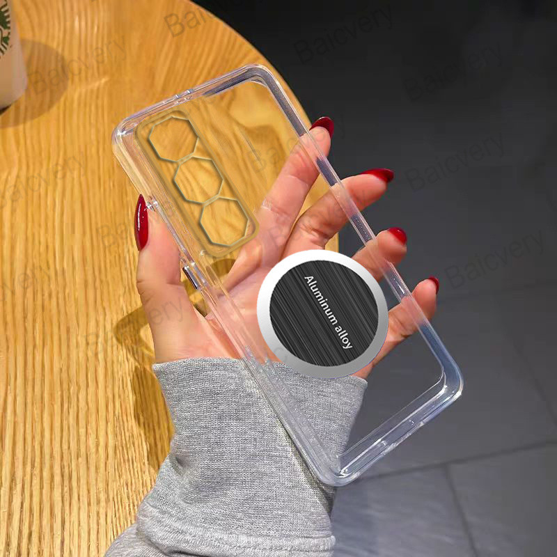 เคสโทรศัพท์สําหรับ ZTE Nubia Neo 3 GT 5G Z2465N แม่เหล็กสติกเกอร์กาวตนเองนุ่มโปร่งใสสีดําปกหลัง