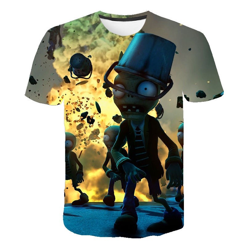 Summer vs zombies plants 3DPrinting เสื้อยืดการ์ตูนสุภาพสตรี