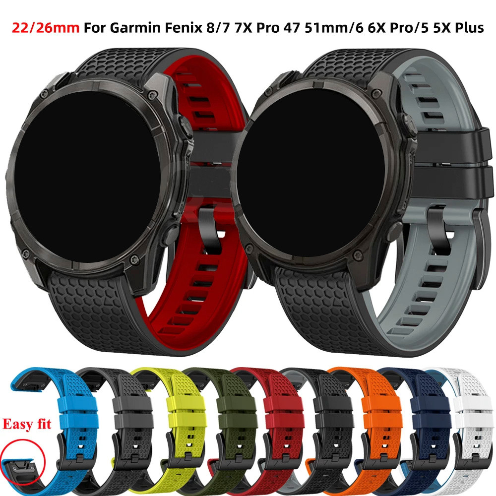 26 มม.22 มม.สายนาฬิกาซิลิโคนสําหรับ Garmin Fenix 8 47 มม.51 มม.7 7X Pro 6X 6 Pro 5 5X Plus Easyfit ส