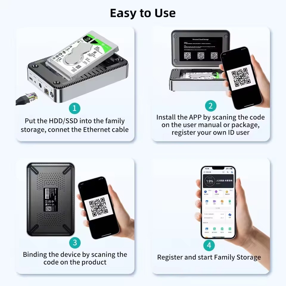 Yottamaster DM1 DM2 20TB NAS Enclosure เครือข่ายคลาวด์ส่วนตัวติดการจัดเก็บเครือข่ายได้ Cloud DiskStation สําหรับ 2.5 3.5 นิ้ว SATA HDD ราคา ถูกที่สุด ดีลบีเคเค แกลเลอรีภาพที่ 4