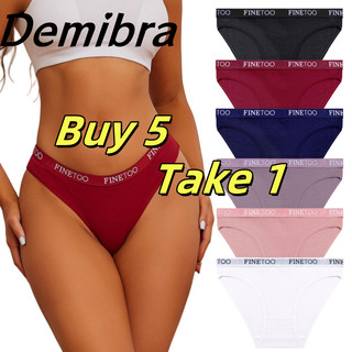 Buy 5 Take 1 Women Pure Cotton Panties Soft and Breathable Underwear Low-waist solid color Briefs