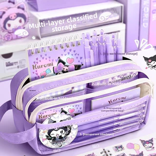 กระเป๋าดินสอใสขนาดใหญ่กันน้ำน่ารักและมีสไตล์ - Kuromi, Cinnamoroll, My Melody และซิปที่ทนทานสำหรับโรงเรียน วัยรุ่น เด็กชายและเด็กหญิง