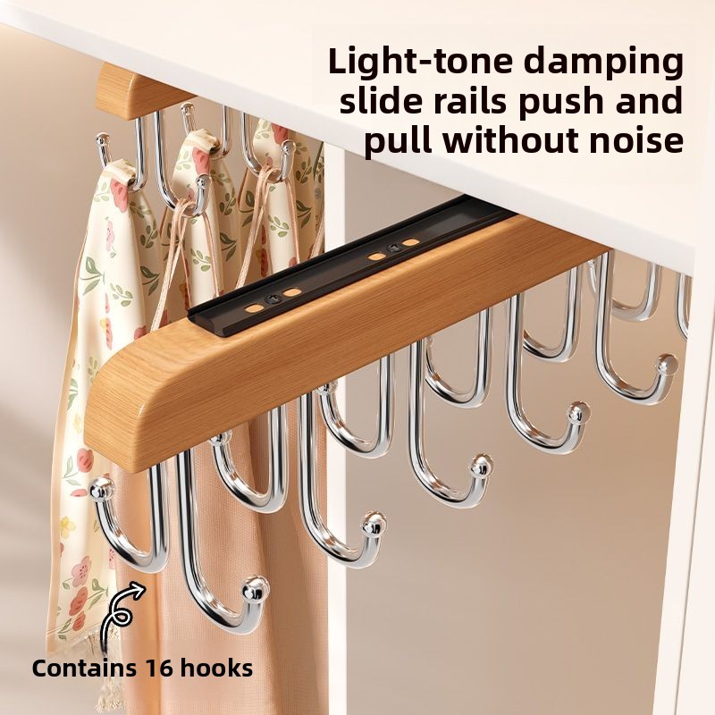 ตู้เสื้อผ้ารางสไลด์ในตัวหมวกเก็บเคปราวแขวนเสื้อชุดชั้นในตะขอแขวน