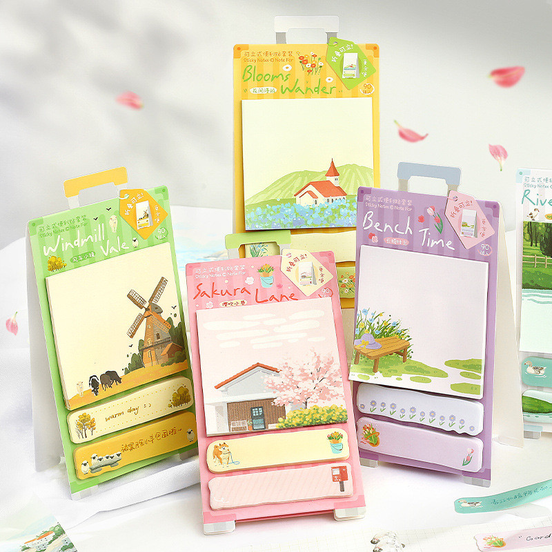 ไดลี่|90 แผ่นคุณภาพสูง Stand-Up Sticky Note ชุดจัดส่งทันทีหมายเหตุข้อความ Sticky Notes คู่มือภูมิทัศน์ DIY วัสดุฐาน Sticky Note กระดาษคู่มือ Sticky Notes