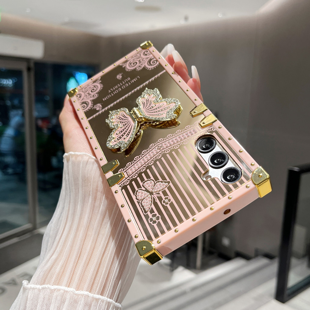 SAMSUNG ปลอกSamsung A16 A60 A26 A36 A56 A15 A14 A24 A25 A34 A35 A05 A05S A53 A54 A55 5Gใหม่หรูหราแฟชั่นผีเสื้อBracket Anti-Fallเคสโทรศัพท์ฝาครอบ