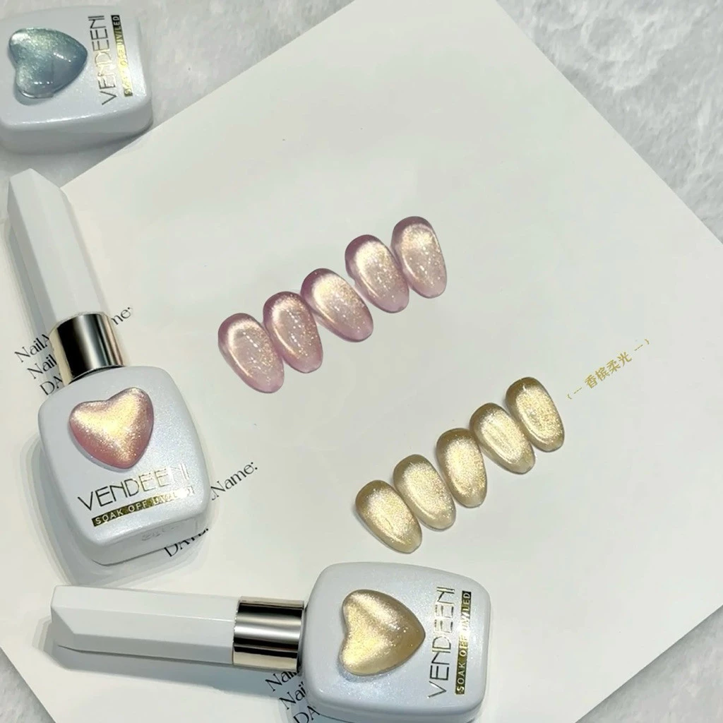 VENDEENI สีลูกแก้วโรสโกลด์ สีลูกแก้วแชมเปญ ขวดหัวใจ สีลูกแก้วซาติน แยกขวด