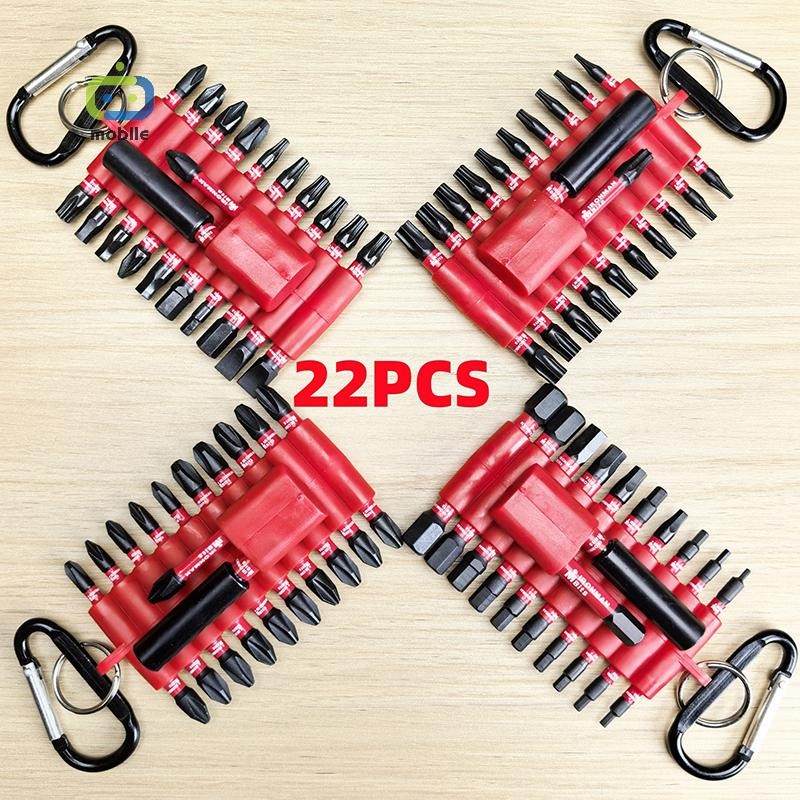 [maygood] ชุดดอกไขควงกระแทก 22 ชิ้นพร้อมแขนจัดระเบียบ, แม่เหล็ก S2 Steel Multi Driver Bits และที่ใส่ดอกสว่าน 1 ชิ้น {TH}