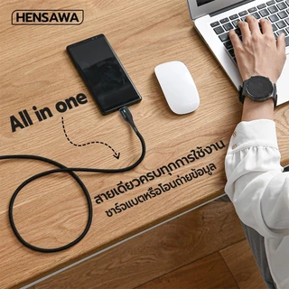 Hensawa สายชาร์จเร็ว 3A USB to Micro Type-c 1m หนาพิเศษ รุ่น US3098 สายPVC สีดำ 1 เมตร ทนทาน Fast Charge Cable & Sync