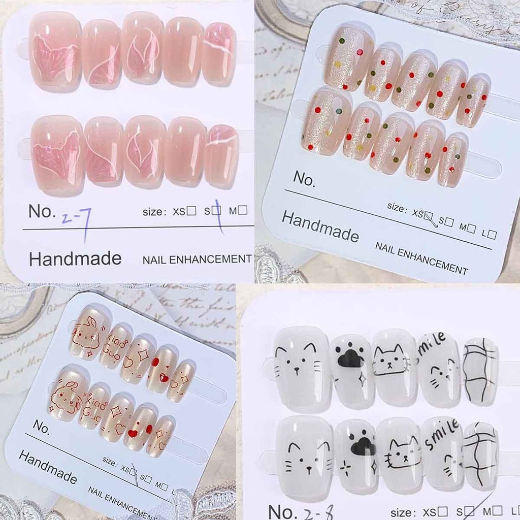 (10 ชิ้น ทําด้วยมือ ) แมวตา เล็บปลอม ไฮกลอส แพทช์เล็บตาแมว