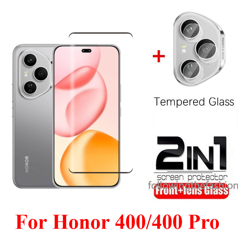 2 in 1 ฟิล์มกระจกนิรภัยสําหรับ honor 400 Pro 5G honor 400Pro 400Lite 400 4G 5G 2025 Gobal หน้าจอ HD Clear View Film Protector ฟิล์มแก้วกล้องเลนส์ป้องกันกระจก