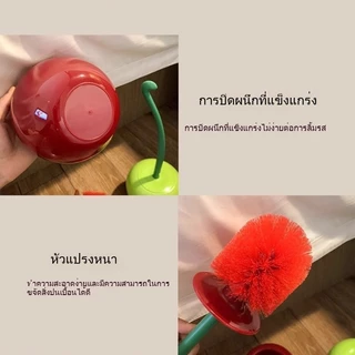 แปรงขัดชักโครก ที่ขัดห้องน้ำ แปรงขัดโถสุขภัณฑ์พร้อมแท่นวาง Toilet Brush ด้ามยาวรูปเชอร์รี่ รุ่นแอนตี้แบคทีเรีย