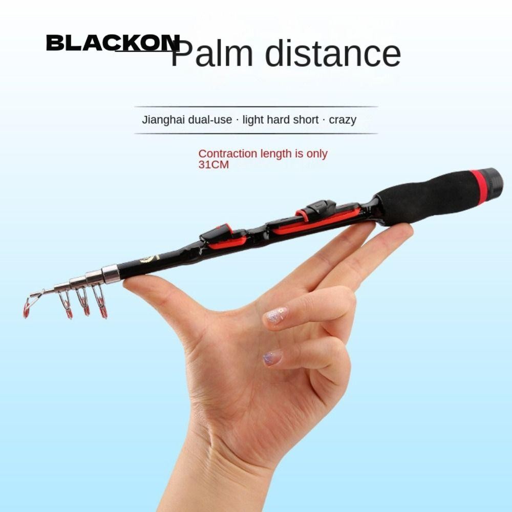 BLACKON คันเบ็ดแบบยืดไสลด์, คันเบ็ดแบบพกพาคาร์บอนไฟเบอร์หล่อ, มินิ 1.0M-2 คันเบ็ดตกปลาคาร์บอนไฟเบอร์แบบสั้นอุปกรณ์ตกปลาสําหรับเดินทาง